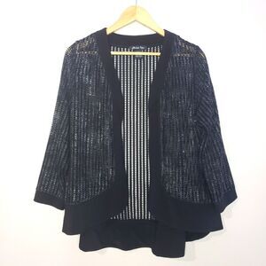 Michael Tyler Medium Black ¾ Sleeve Mesh Cardigan
